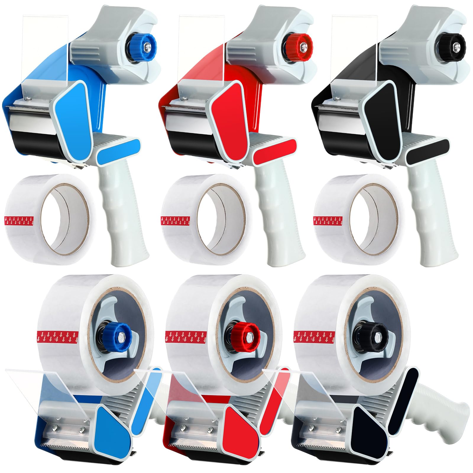 Photo 1 of Dunzoom 6 Pack Packing Tape Dispenser Gun with 6 Roll 2 Inch 2.7 Mil Heavy Duty Packaging Tape Gun for Packing Boxes Moving