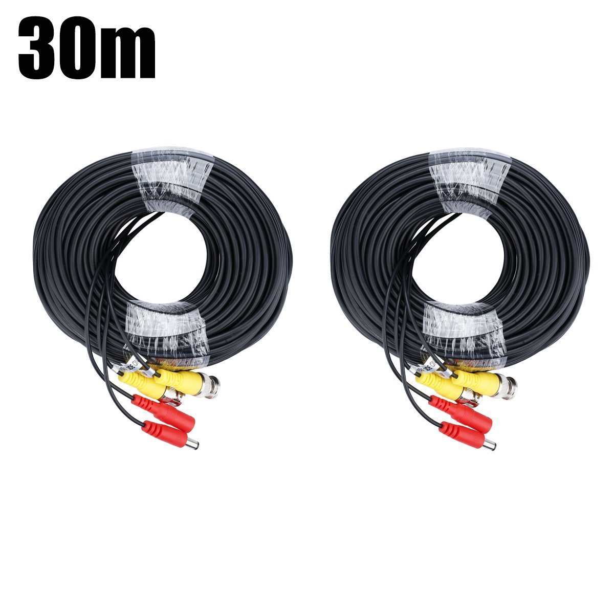 BNC Video Power Cable FLOUREON CCTV Security Camera Wire Cord for DVR House Security Camera System 100/150 Feet Long (2 Pack 100FT Cable)