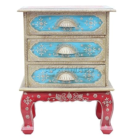 APKAMART Handcrafted Wooden Chest of Drawers - 24 Inch - Corner End Table for Home Decor, Room Decor and Gifts