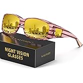 KALIYADI Fit-Over Night-Vision-Glasses for Women: Striped Anti Glare Night Driving Glasses for Men High Definition Lens