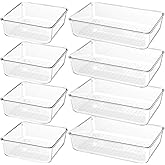 DUHARS 8 PCS Clear Plastic Drawer Organizer Tray, Acrylic Vanity Bathroom Drawer Organizers Trays, Desk Drawer Organizer Bins