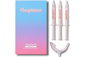 Laughland Super Strength Teeth Whitening Kit, Phone-Powered LED Mouthpiece & 3 Whitening Gel Syringes, 11% Hydrogen Peroxide, Glycerin, Aloe Vera & Mint, at Home Dental Care, 6+ Treatments