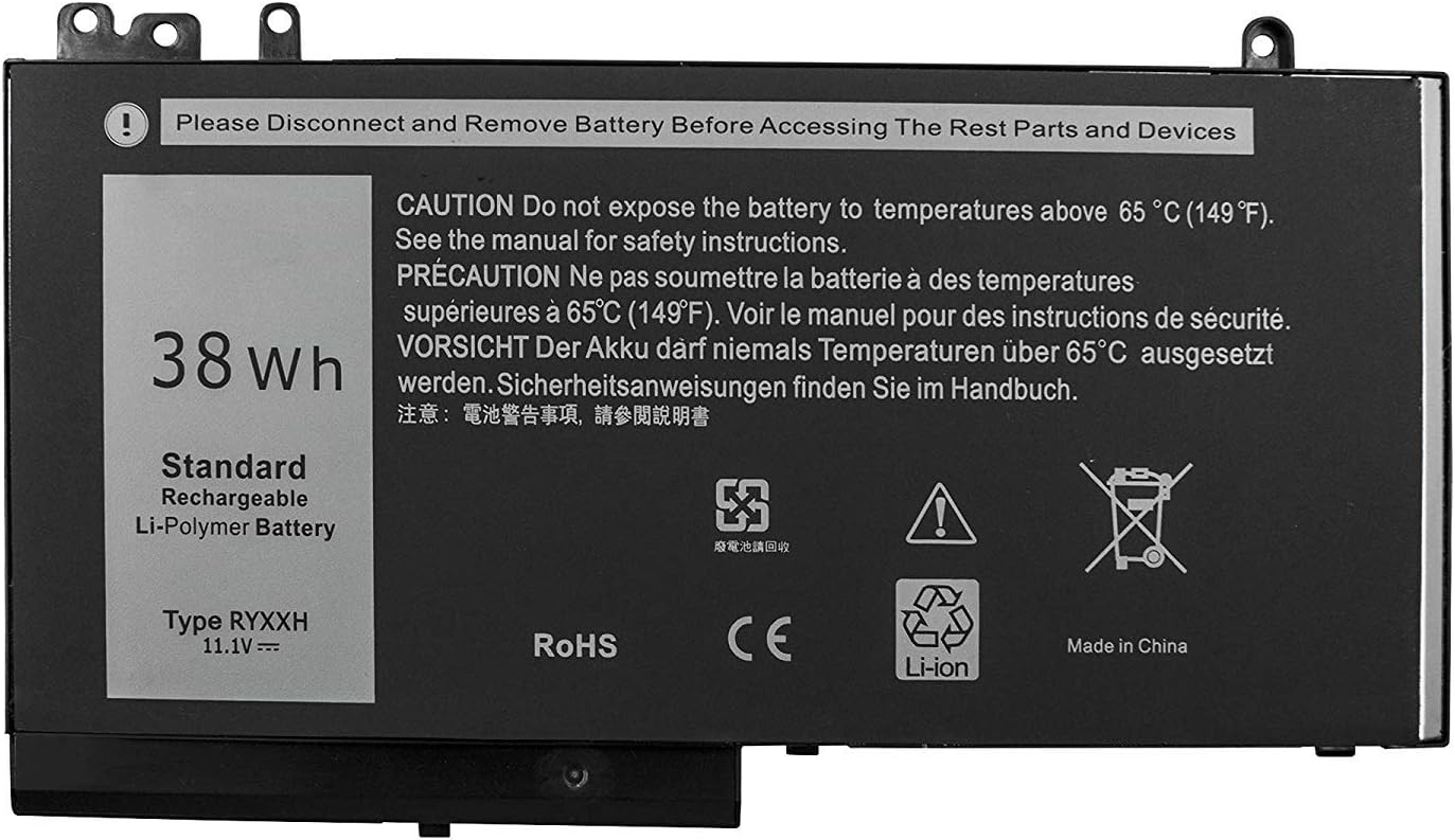 ASKC 38Wh RYXXH Laptop Battery for DELL Latitude E5450 E5550 E5250 E5270 Latitude 11 3150 3160 VVXTW YD8XC R5MD0 5TFCY 9P4D2 VY9ND 451-BBLJ 11.1V 3-Cell