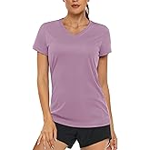 MAGCOMSEN Women's T Shirts Short Sleeve Workout Tops UPF 50+ Sun Protection V-Neck Moisture Wicking Quick Dry Tee