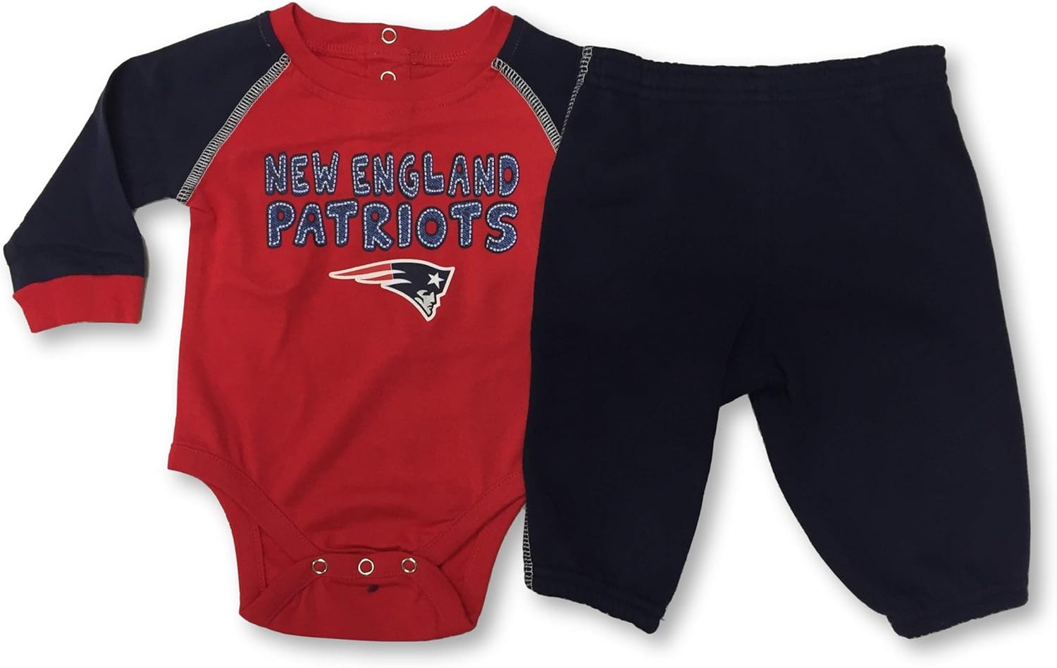 Amazon Com Nfl Team Apparel New England Patriots Boy S Toddler Long Sleeve Creeper And Sweatpants 2 Piece Set 6 9 Months Clothing
