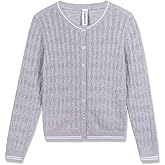 BOBOYOYO Girls Cardigan Kids School Uniform Sweater 100% Cotton Knit Girls Sweaters Button Crewneck Toddler Cardigans