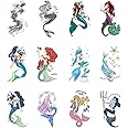Zotemo 12 Pack Mermaid Temporary Tattoos, Waterproof Body Art Stickers for Women Kids Girls and Models