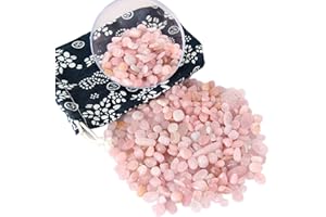 ORIENTREA 1.1lb Natural Crushed Rose Quartz Crystal Tumbled Chips-Healing Crystals Chips Bulk, Crushed Crystal Gemstones for Crafts, Beautiful Package for Gift (Rose Quartz)