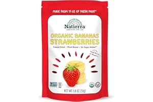 NATIERRA Nature's All Foods Organic Freeze-Dried Bananas and Strawberries | Non-GMO & Vegan | 1.8 Ounce