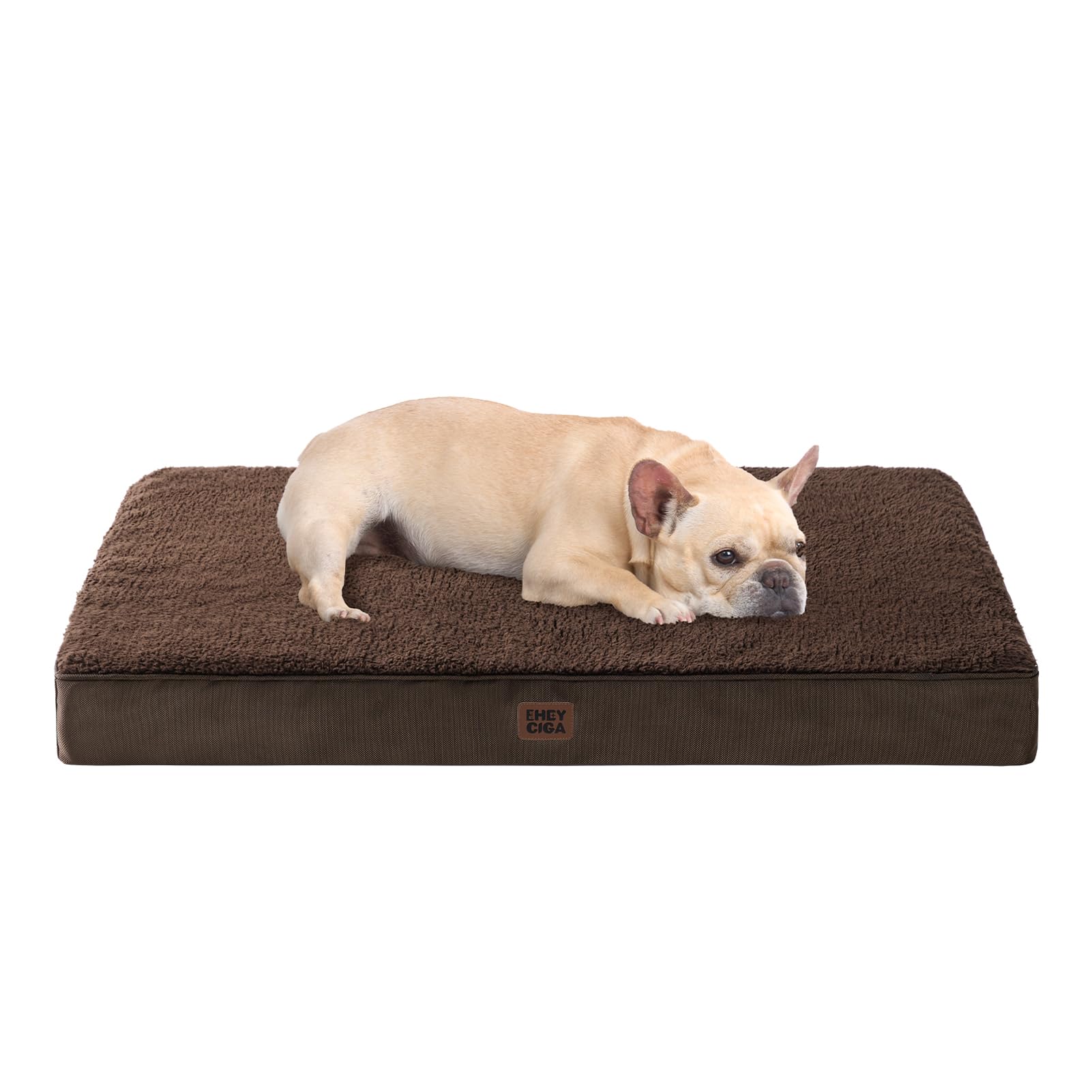 EHEYCIGA Orthopedic Dog Bed Medium Washable, 76x51x9cm, Dog Mattress for Crate with Removable Cover, Pet Bed Cushion with Anti-Slip Bottom, Brown — image 1