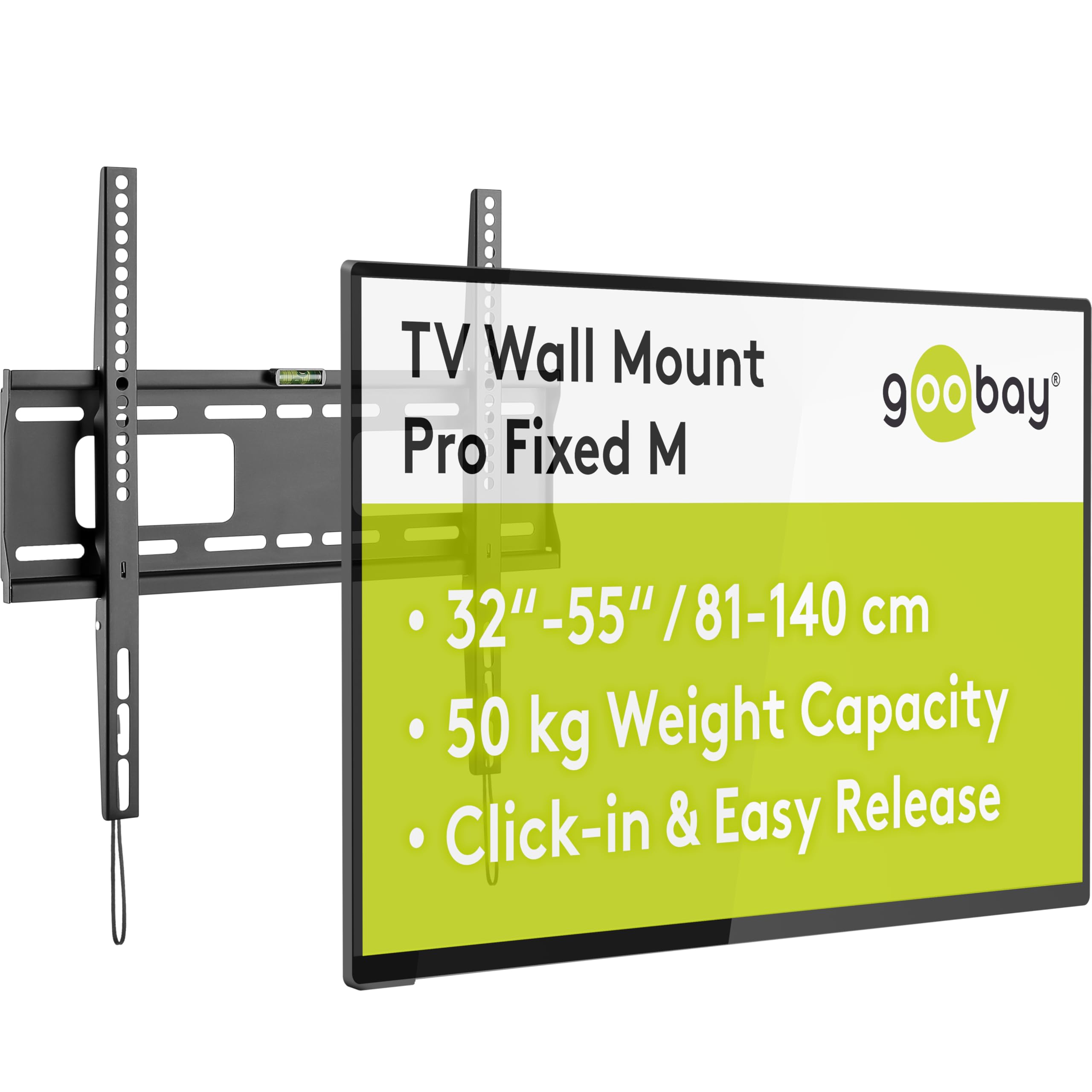 goobay TV Wall Mount Fixed 32-55 Inch Ultra-Slim 20.5 mm VESA 600x400 Up to 50 kg - Basic FIXED M - 49890