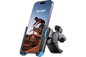 Lamicall Motorcycle Bike Phone Mount - [1s Quick Release] Bike Cell Phone Holder Clip, Bicycle Scooter Handlebar Clamp, for iPhone 17 16 15 14 Pro Max, Galaxy S25 S24 Ultra, 4.7-7" Phones, Blue