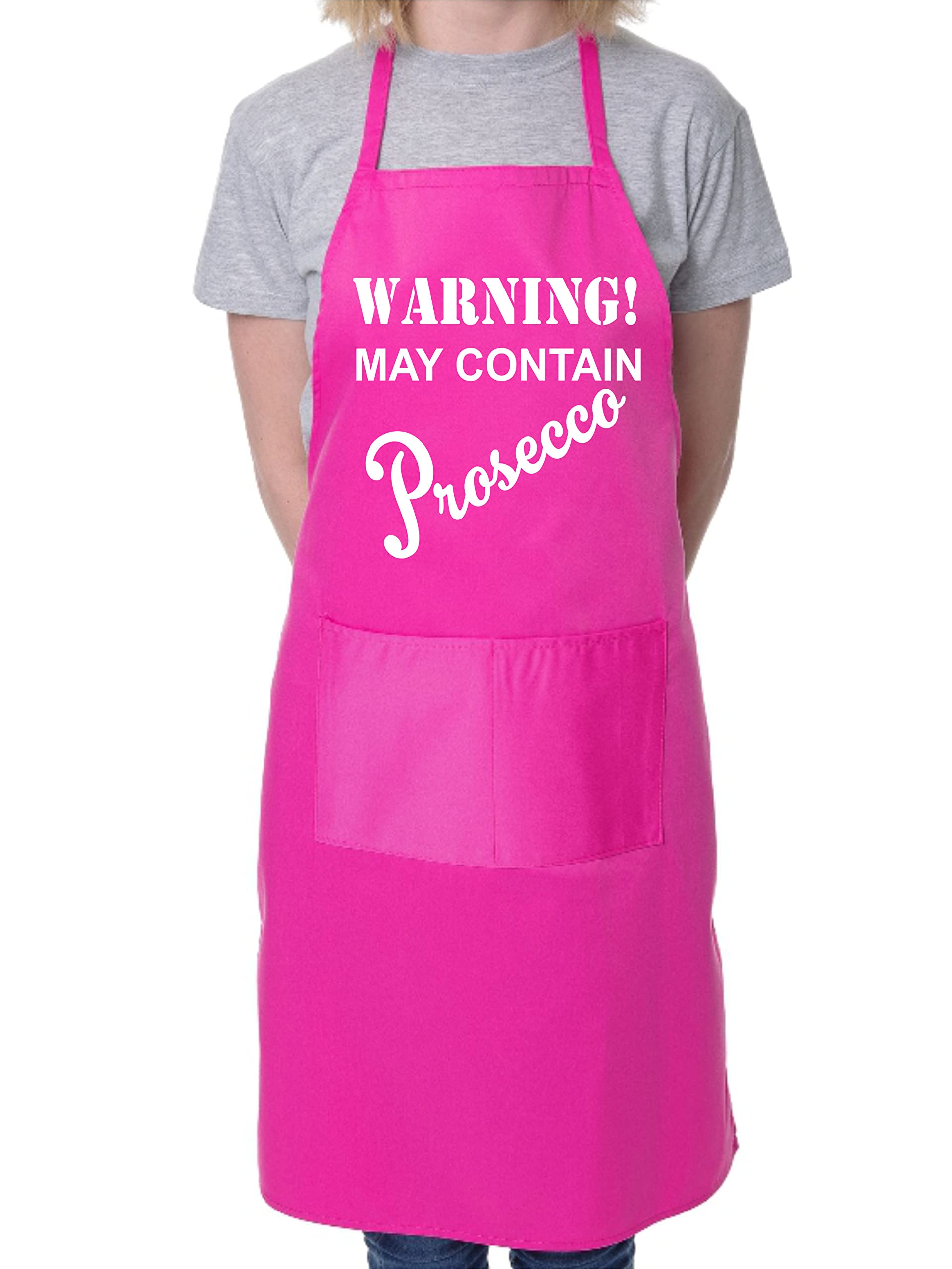 Print4U Warning Contains Prosecco BBQ Cooking Funny Novelty Apron Pink