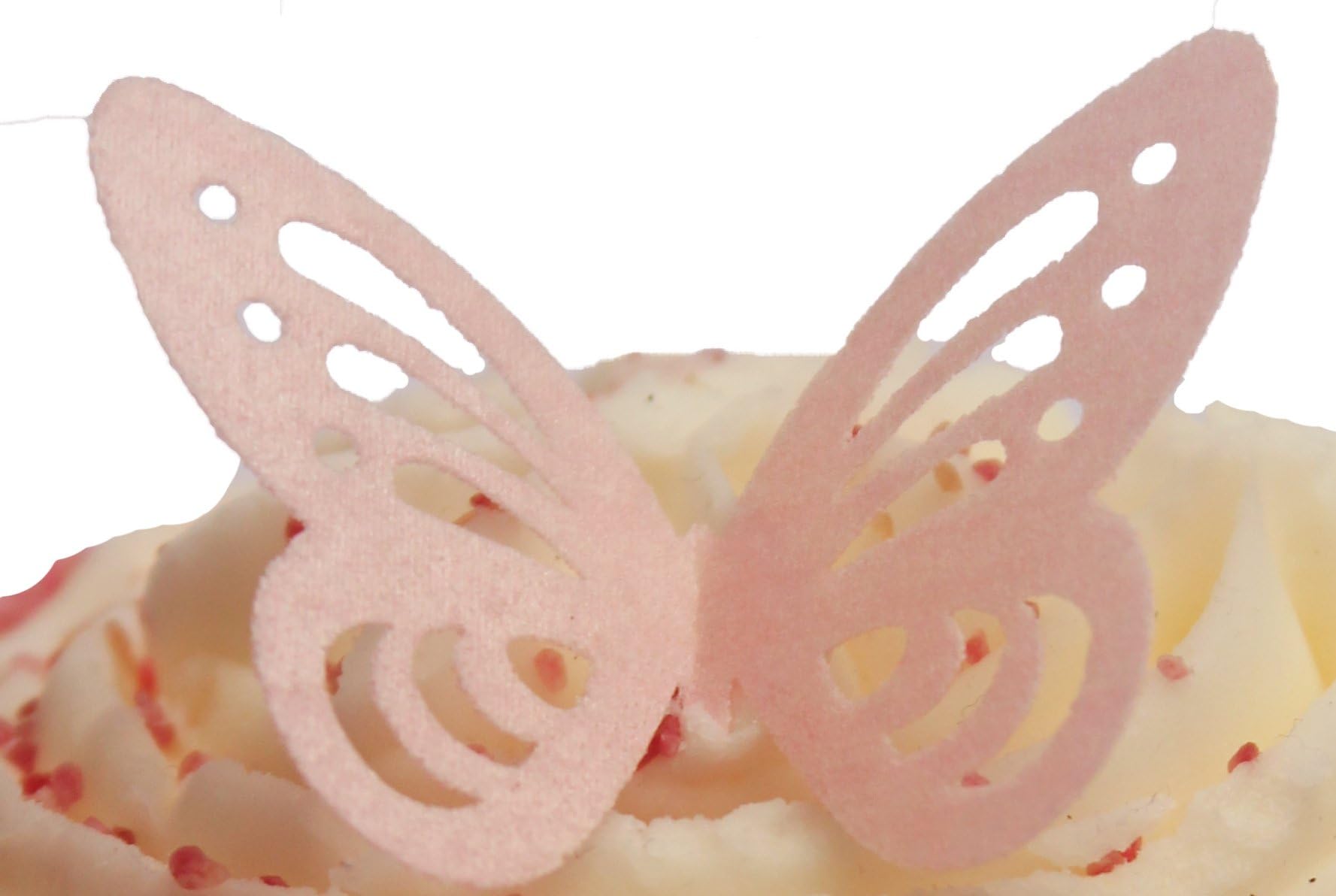 Toppercake Edible Wafer Butterfly Cup Cake Decorations Baby Pink