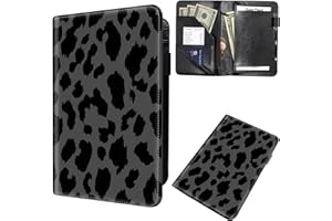 MXFDEGF Server Book for Waitress,Waiter Book Server Wallet Fit Serving Aprons, PU Leather with Zipper and 7 Large Pockets Pen Holder for Checks Pen Holder Personal Organizer Wallet,Black Leopard Print