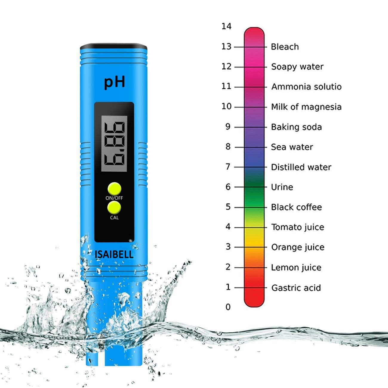 Yeslike Digital PH Meter Blue New PH Meter 0.01 PH High Accuracy Water