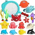 Shindel 16PCS Bath Toys, Baby Kids Floating Animal Toys Pool Toy Set Fishing Net Clockwork Swimming Toys, Pool Toys for Toddlers Age 2-4 Pool Bath Time for Infant Girls Boys