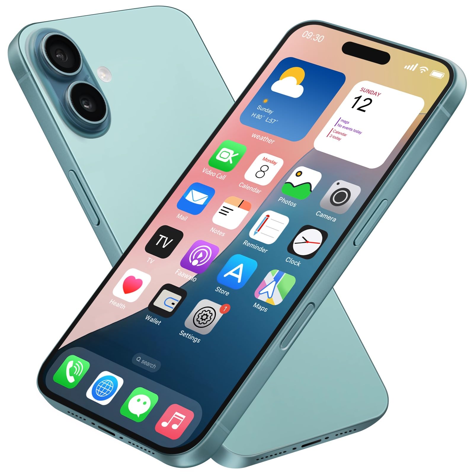 Photo 1 of Dummy Fake Phone Model, Looks Like The RealPhone Compatible withPhone 16 Pro Max, for Cellphone Store Display or Send a ToyPhone for Kids (16,Teal, The Screen is Printed with Patterns)