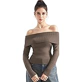 SUUKSESS Women Off Shoulder Sweaters Long Sleeve Ribbed Knit Going Out Sweaters Tops Blouse