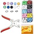 GTAAOY 100 Sets Metal Snaps Buttons with Fastener Pliers Press Tool Kit Perfect for DIY Crafts Clothes Hats and Sewing, Snap Button Fasteners Kit for Clothing Sewing (9.5mm / 400 PCS)