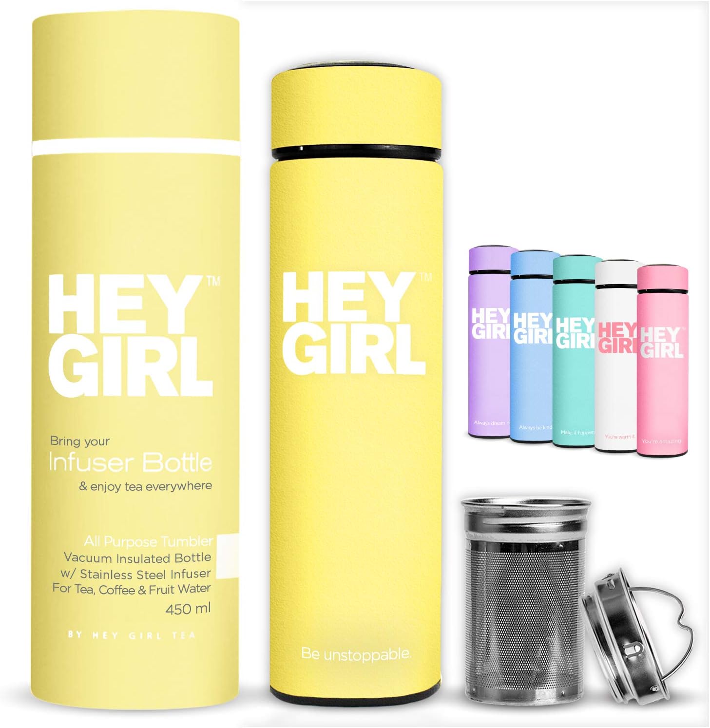 Hey Girl Tea Infuser Bottle Travel Tea Tumbler Herbal