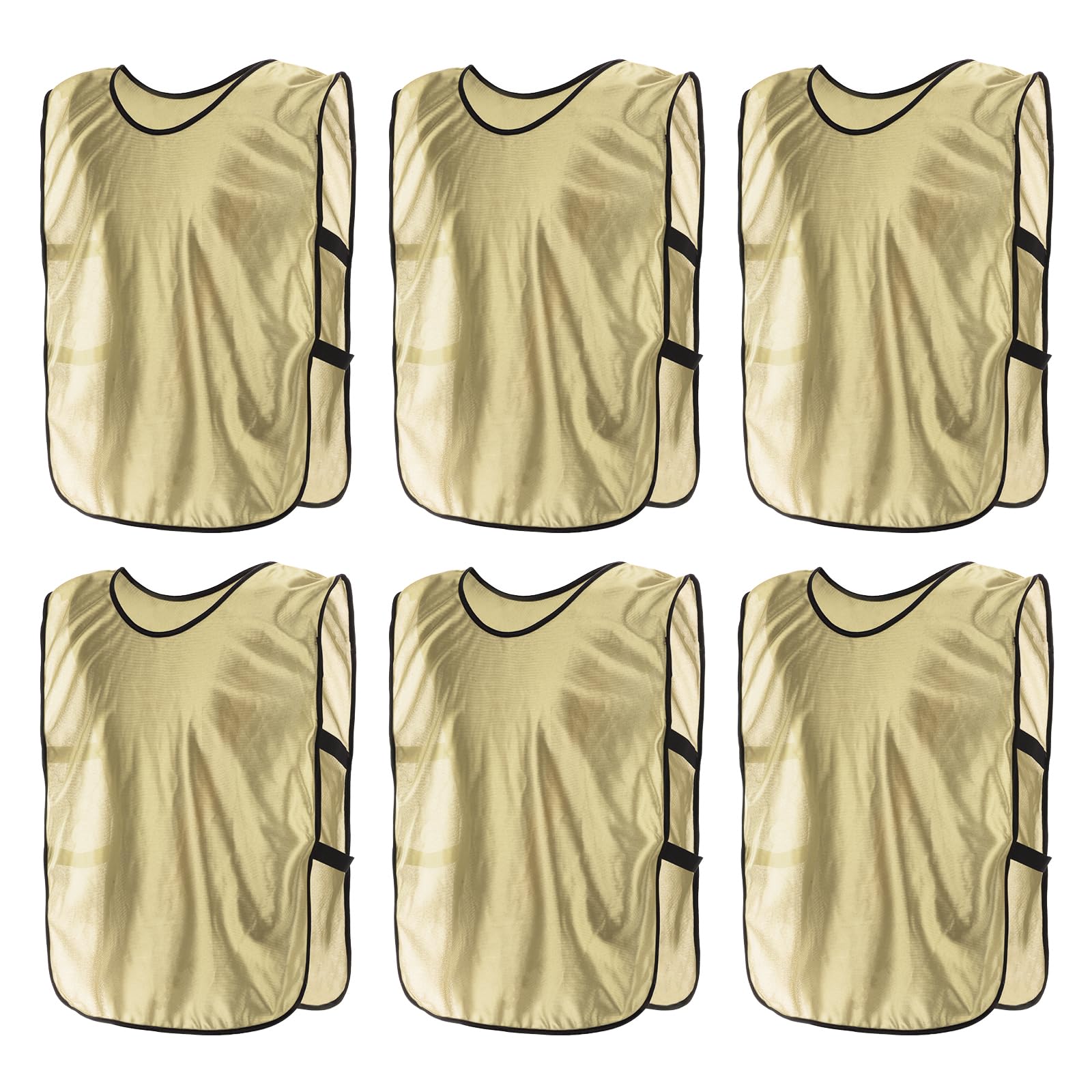 PATIKIL Scrimmage Vest, 6 Pack Soccer Pennies Soccer Jersey Training Vests Team Sports Pinnies Youth Football Practice Jerseys Fits Height 145cm to 170cm, Gold