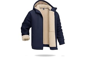 Boladeci Men's Sherpa Lined Hoodie Jacket Winter Warm Heavy Weight Zip Up Hooded Sweatshirt Thick Fleece Coats