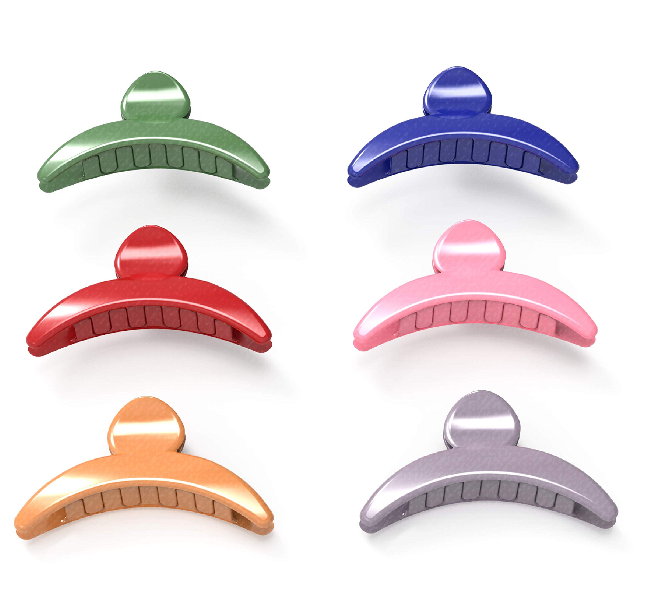 MK Metallic Colour Hair Claws Pack of 6 - Acrylic Material Fashion Decorative Hair Clips, Non-slip, Multi-Color Fresh Design Hair Accessories For Thick Hair Women or Girls.