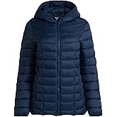 Reebok Womens Puffer Jacket - Lightweight Quilted Snow Glacier Shield Zip Up Bubble Winter Coat for Women with Hood & Pockets