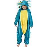 DELEY Onesie Costume Kids Halloween Christmas Costume Cosplay Sleepwear One Piece Animal Pajamas for 4-13 Axolotl