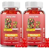 ourui one Vitamin B2 Gummies 400mg | Riboflavin 400mg with CoQ10 150mg, Magnesium 200mg | B2 Vitamin 400mg for Kids & Adults, Nervous System & Skin Health | 60 Vegan Chewables（Pack 2