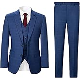 Men's 3 Pieces Slim Fit Plaid Suits Wedding Party Checked Tuxedo Blazer Jacket Vest Pants Suit Set