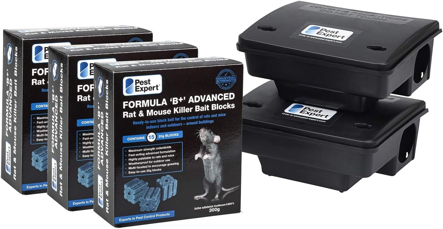 Pest Expert Formula B+ Rat & Mouse Killer Poison Bait Blocks 900g