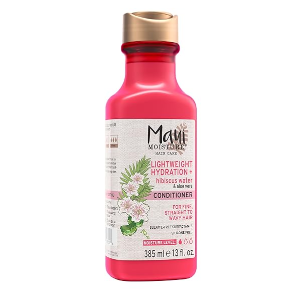 MAUI MOISTURE LIGHTWEIGHT HYDRATION + HIBISCUS WATER CONDITIONER, NOURISHING ALOE VERA CONDITIONER SOFTENS & QUENCHES HAIR, VEGAN & SILICONE-FREE, 13 FL OZ