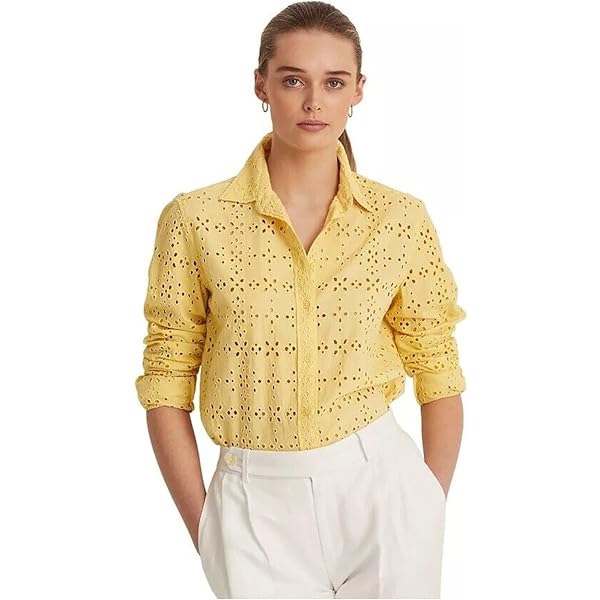 Lauren Ralph Lauren Women's Plus Striped Logo Linen Shirt