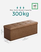SONGMICS MAZIE Collection Storage Ottoman Bench 110 cm Folding Foot Rest view 6