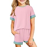 blibean Girls Summer Clothes Sets Kids Contrast Trim Outfits Size 6-15 Years