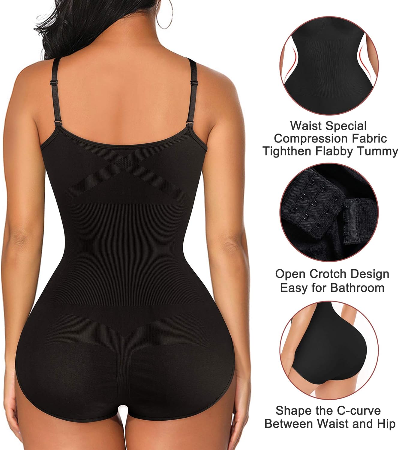 Irisnaya Women Slimming Bodysuits Shapewear Tops Tummy Control Body Shaper Spaghetti Strap Camisole Leotards Bodycon Jumpsuit at  Women’s Clothing store