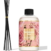 Cocorr&iacute;na Reed Diffuser Refill Sandalwood Rose 17oz (500ml) with 8 Sticks - Premium Long-Lasting Floral Essential Oil, Home Fragrance for Bedroom, Bathroom Home Decor