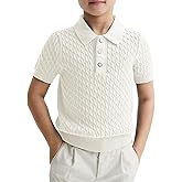 Haloumoning Boys Cable Knit Polo Shirt Kids Short Sleeve Sweater Fashion Pullover Tops Clothes 5-14 Years