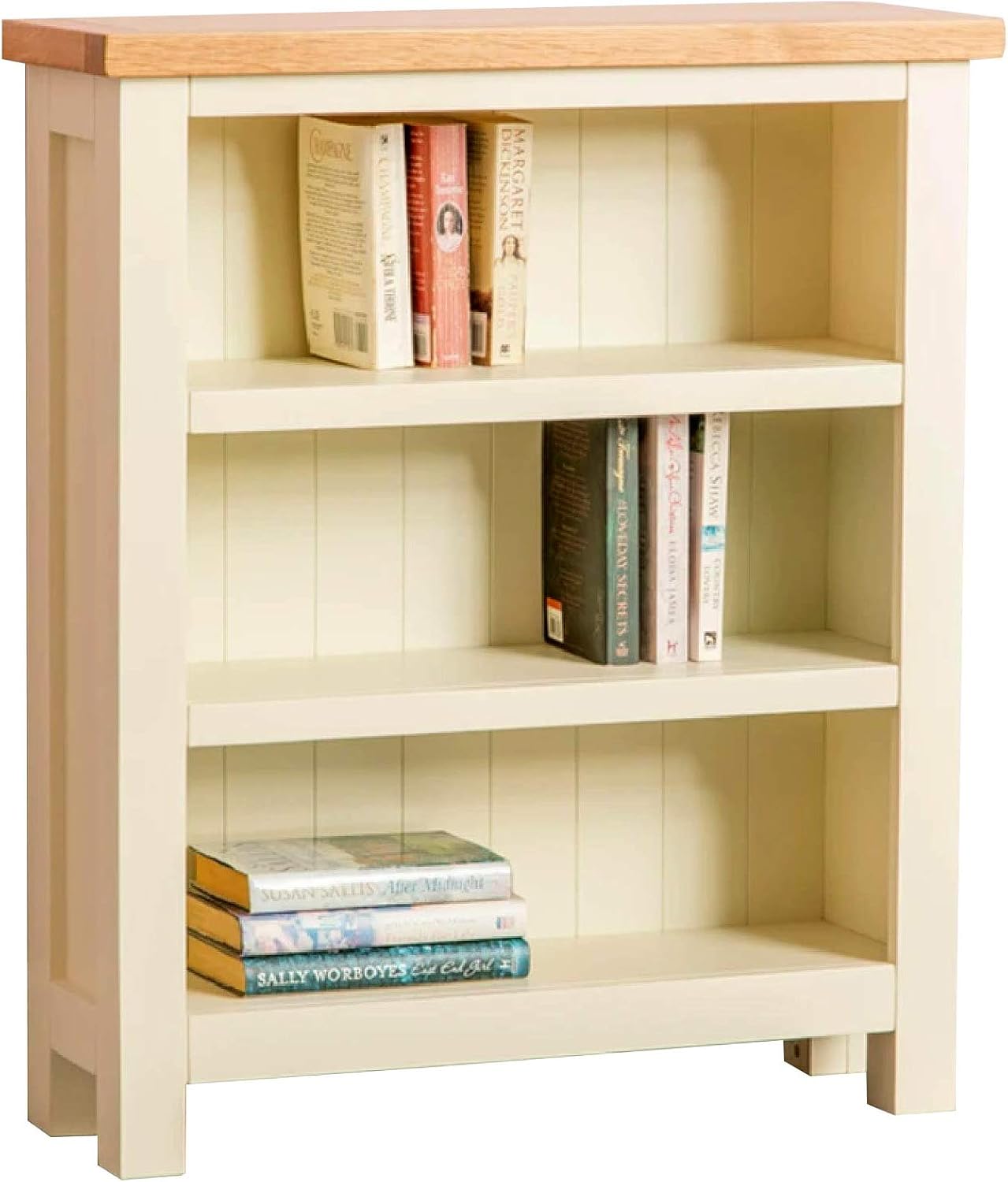RoselandFurniture Farrow Cream Low Bookcase Country Farmhouse Style