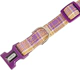 YUDOTE Soft Dog Collar British Plaid Medium 34-50cm Purple view 4