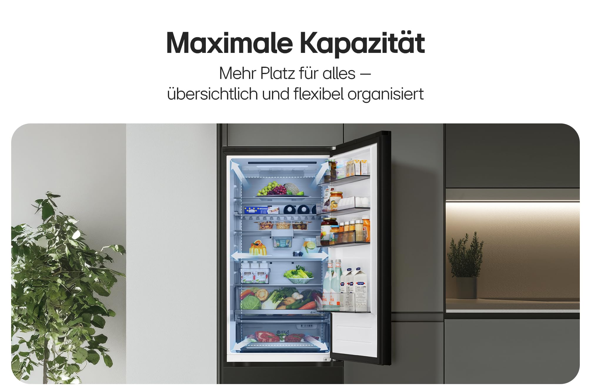 LG GBBS514CPY Fit&Max Kühl-/Gefrierkombination (333 L, Energieklasse C) vollintegrierbar oder freistehend mit maximaler Frische, FRESHConverter+, DoorCooling+, LinearCooling, Total No Frost, Silber 3