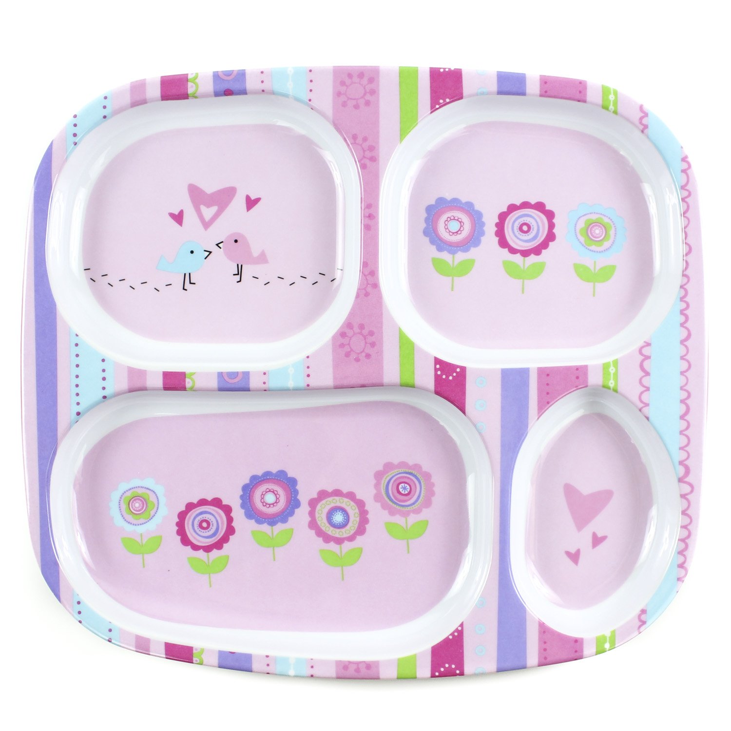 Bumkins Divided Plate, Melamine Tray Plate, Toddler, Kids