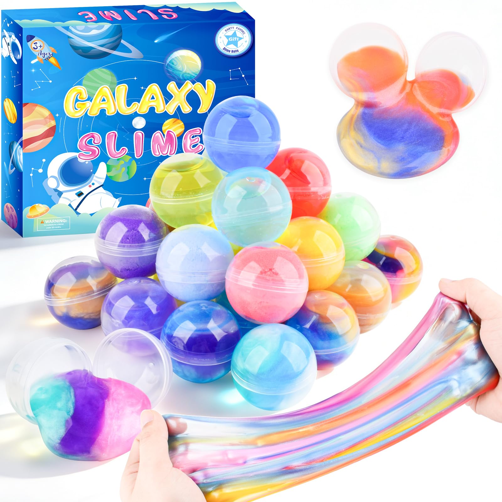 32 Pack Galaxy Slime Ball, Slime Party Favor for Girls & Boys, Super Soft and Stretchy, Non-Sticky, Stress & Anxiety Relief, Birthday Gifts for Kids, Classroom Reward, Goodie Bag Stuffers