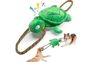 kachewlulu Large Turtle Dog Toys: Squeaky Dog Toys for Aggressive Chewers - Interactive Rope Tug of War Dog Toy - Puppy Chew Toy for Small/Meduim/Large Breeds