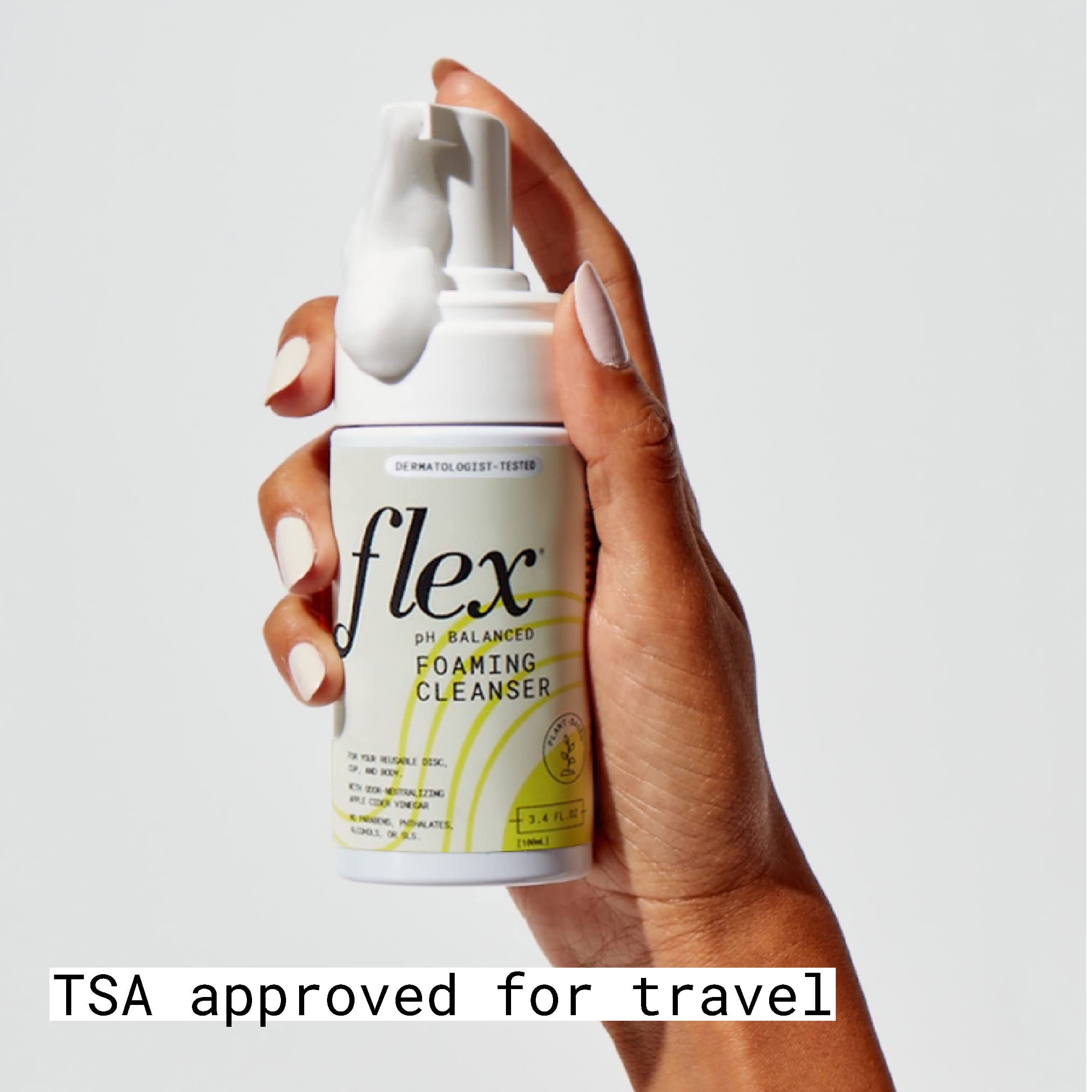 FLEX Foaming Cleanser – Plant-Based and pH-Balanced Feminine Wash for Silicone Period Cups, Discs and Your Body (3.4 oz.)