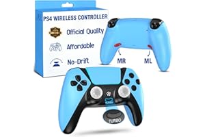 BELOPERA Control for PS4 Controller,Wireless Remote for Playstation 4 Controller,No Drift ALPS Joystick,Cheap Custom for PS4 Slim Pro PC,Dual Vibration Gamepad with Back Paddles,Turbo,Blue