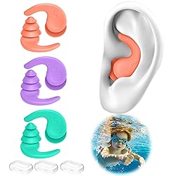 Kids Swimming Ear Plugs,3 Pairs Waterproof Reusable