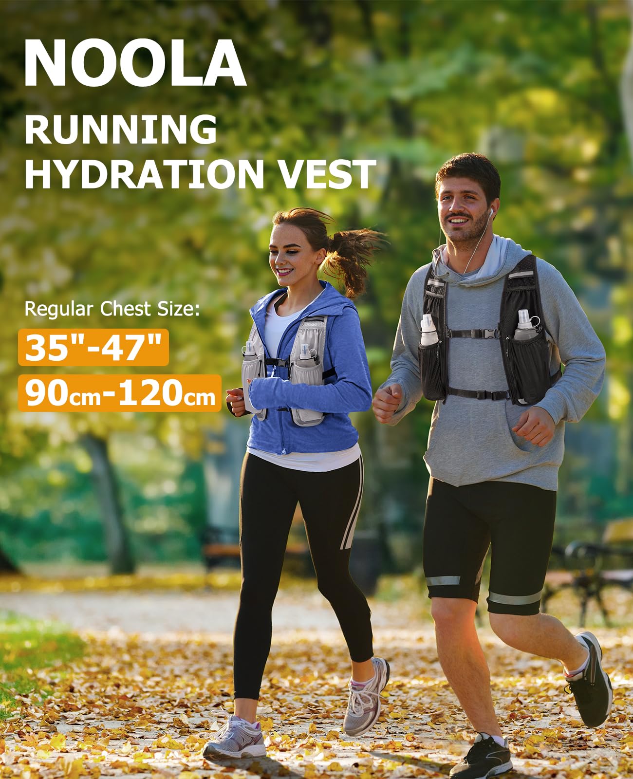 Condition photo showing New/Like New for noola running vest for women men, lightweight hydration vest with dual 500ml soft flasks, water back